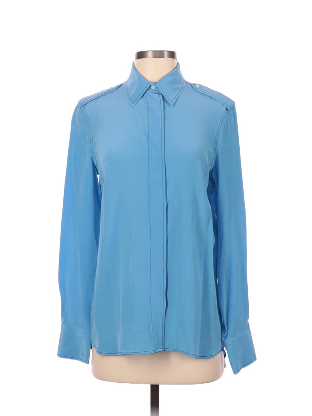 Sandro Silk - Classic Blue Button-Front Women's Blouse